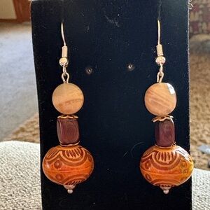 Hand Crafted Color Changing “Mood”Patterned Bead Dangle Earrings